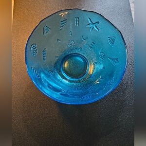 Blue Glass Decorative Bowl